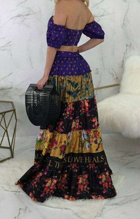 Floral Two-Piece Spanish Style Maxi Skirt Set | Etsy Spanish Skirt Outfit, Spanish Skirt, Style Maxi Skirt, Spanish Dress, Maxi Skirt Set, Maxi Skirt Style, Floral Two Piece, Skirt Style, Style Skirt