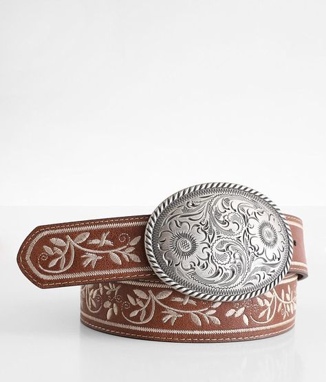 BKE Embroidered Western Belt - Women's Belts in Cream Brown | Buckle Western Buckle Belt, Brown Western Belt, Women’s Western Belt, Women’s Belt Buckle, Women Belt Buckles, Western Women Belts, Western Belt Women, Western Belts Women, Country Belts For Women