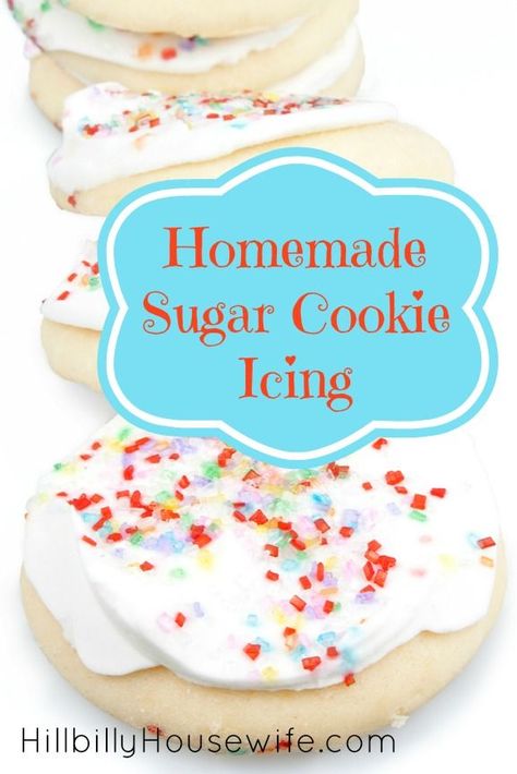 Homemade Sugar Cookie Icing. This is by far the easiest, most diverse and definitely yummiest homemade sugar cookie icing recipe that I have found. http://www.hillbillyhousewife.com/homemade-sugar-cookie-icing.htm Homemade Sugar Cookie Icing, Frosted Sugar Cookie Recipe, Sugar Cookie Icing Recipe, Cookie Icing Recipe, Homemade Sugar Cookies, Sugar Cookie Recipe Easy, Sugar Cookie Icing, Sugar Cookie Frosting, Sugar Cookie Recipe