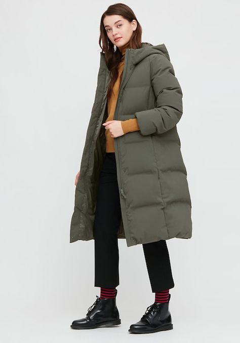 Uniqlo Coat, Long Down Coat, Perfect Coat, Long Coat Women, Langer Mantel, Uniqlo Women, Thick Sweaters, Green Coat, Coats Jackets Women