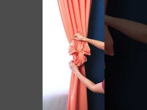 Curtain Decor | TikTok: @diycoxo - YouTube Shirt Hacks, Plain Curtains, Long Curtains, Apartment Organization, Curtain Ties, How To Make Curtains, Diy Stuff, Curtain Decor, Simple Tricks