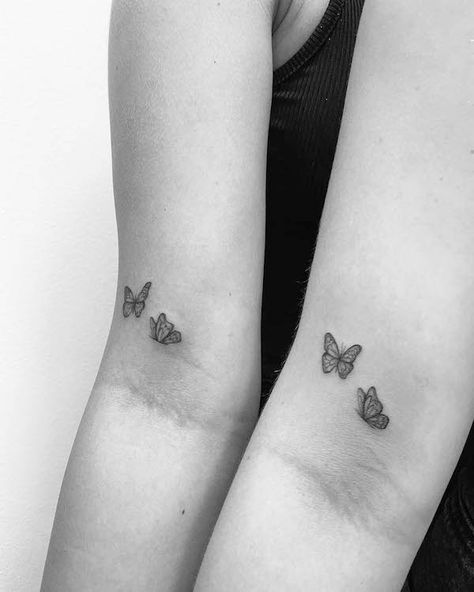 Two Butterflies Kissing Tattoo, Matching Ankle Tattoos Mother Daughters, Mom And Daughter Tiny Tattoos, 3 Small Butterflies Tattoo On Wrist, Small Tattoos Mum And Daughter, Mother Daughter Tattoos Meaningful Small, Matching Tattoos Godmother And Goddaughter, Butterfly Tattoo For Mom And Daughter, Mum And Daughter Tattoo Butterfly