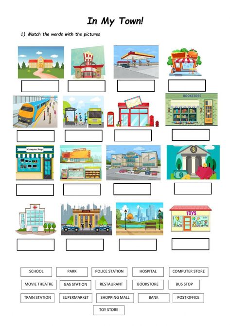 Ejercicio online de In My Town My Town Activities, Community Places, Town Games, Materi Bahasa Inggris, English Teaching Materials, Social Studies Worksheets, Vocabulary Lessons, Learning English For Kids, Kids English