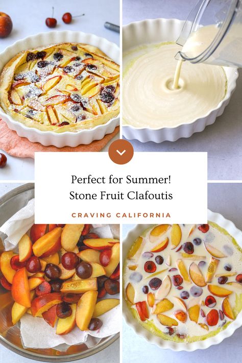 Nectarine Clafoutis, Stone Fruit Desserts, Stone Fruit Recipes, Clafoutis Recipe, Lemon Recipes Dinner, Nectarine Dessert, Grapefruit Dessert, Plum Dessert, Cherry Recipes Dessert