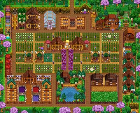 Stardew Valley Farm, Stardew Farms, Stardew Valley Layout, Stardew Valley Tips, Outdoor Eating Area, Stardew Valley Farms, Valley Game, Top Farm, Farm Plans