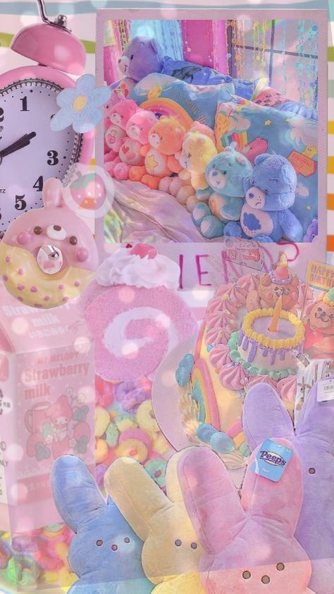 #Pastel #Cute #wallpaper #carebears #Aesthetic #sweet Pastel Kidcore Wallpaper, Pastel Cute Wallpaper, Kidcore Wallpaper, Pastel Kidcore, Soft Kidcore Aesthetic, Soft Kidcore, Kidcore Aesthetic, Walpaper Hello Kitty, Cute Wallpaper