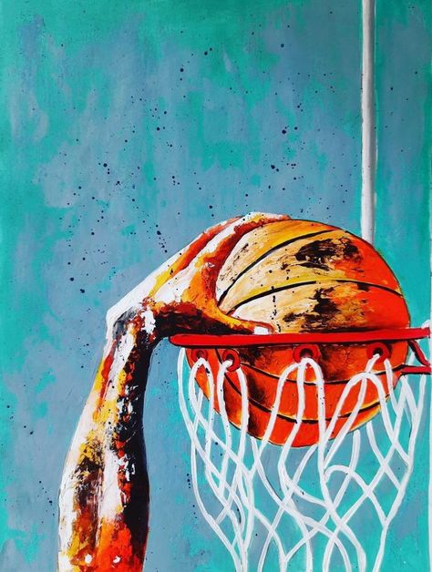 Athletic Painting Ideas, Sports Acrylic Painting, Basketball Art Paintings, Basketball Art Wallpaper, Basketball Ball Drawing, Basketball Art Draw, Basketball Drawings Sketches, Basketball Painting Ideas, Nba Painting