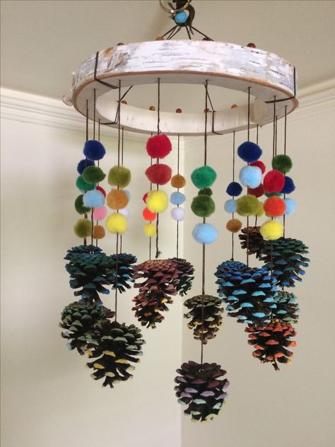 Pine Cone Mobile, Diy Pinecone Crafts, Pinecone Hedgehog, Pinecone Centerpiece, Leaf Fairy, Mobiles For Kids, Pinecone Crafts, Pinecone Garland, Pine Cone Art