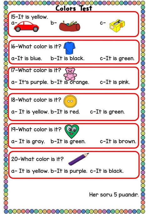 Ejercicio de Colors Test Grammar Board, What Colors Go Together, Test For Kids, Color Quiz, Vocabulary English, Quiz With Answers, English Skills, English Activities For Kids, Learning English For Kids