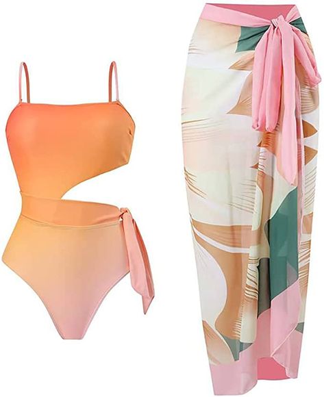 Women two piece bathing suit push up swimwear cover ups is bringing a sparkle, colorful, trendy word to life. The flattering high cut swimsuits with wrap skirt is made in soft and stretchy polyester and high grade material with various themes. #womensplussizedresses #womensmaxidress #womenssummerfashion #luckylatinashopguide #summerdresses #luckylatina #longdresses #fashion2023 #bohodresses #shortdresses #maxidresses #shortdresses #cruisewear #plussizefashion #swimwear #swim Tie Swimsuit, Pink Floral Skirt, Wrap Swimsuit, Skirted Swimsuit, Monokini Swimsuits, Beach Skirt, Costume Intero, 2 Piece Swimsuits, Swimsuit Set