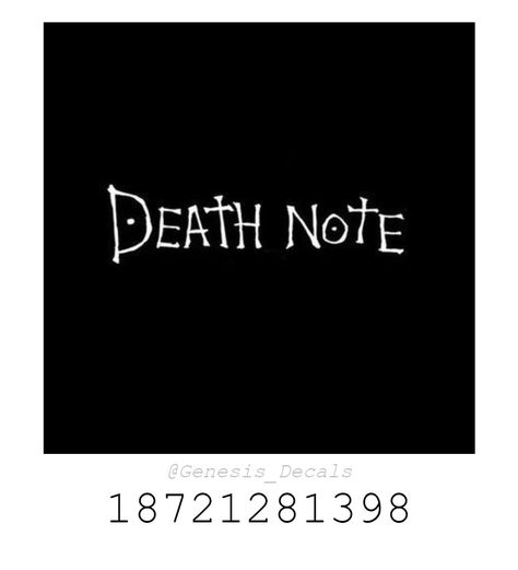 #Roblox #Decals #DeathNote #Anime Bloxburg Picture Codes Anime, Jjk Roblox Decal Id, Roblox Image Id Codes Anime, Roblox Id Decals, Royale High Id Codes, Royale High Diary Ideas, Bloxburg Image Ids, Royale High Journal Picture Codes, Royale High Decals