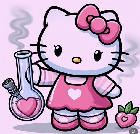 Trippy Hello Kitty Painting, Hello Kitty Aesthetic Painting, Hello Kitty Buzz Ball, Trap Hello Kitty, Cartoon Characters High Paintings, Trippy Hello Kitty, Hello Kitty With Grills, Strong Hello Kitty, Holding Plushie Reference Drawing