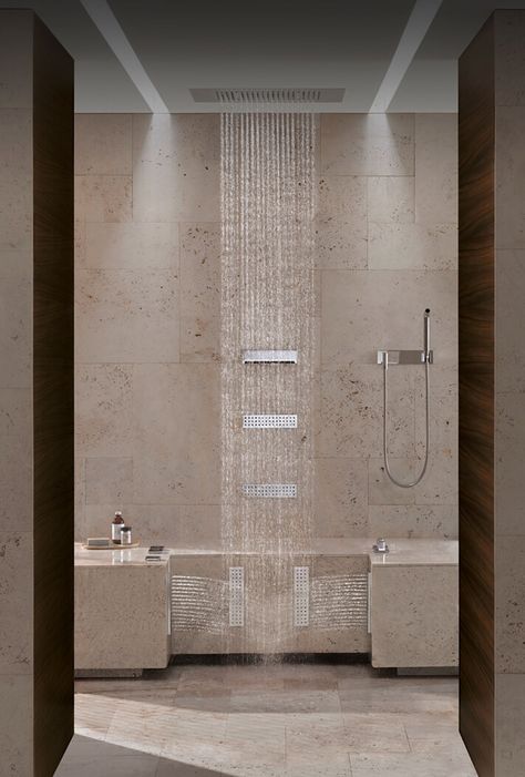 Massage Shower Bathroom, Zero Entry Showers, Cool Shower Ideas, Spa Shower Room, Nice Showers, Luxury Shower Design, Big Showers, Spa Shower Ideas, Luxury Shower Room