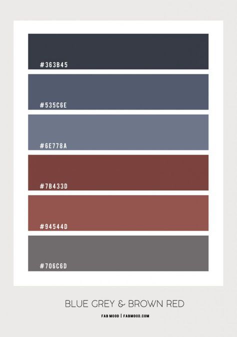 Brick Red And Blue Color Palette, Red Brick Colour Palette, Red And Blue Colour Palette, Red Grey Color Palette, Red Bedroom Colors, Color Palette For Home, Bedroom Colour, Hex Color, Red Bedroom