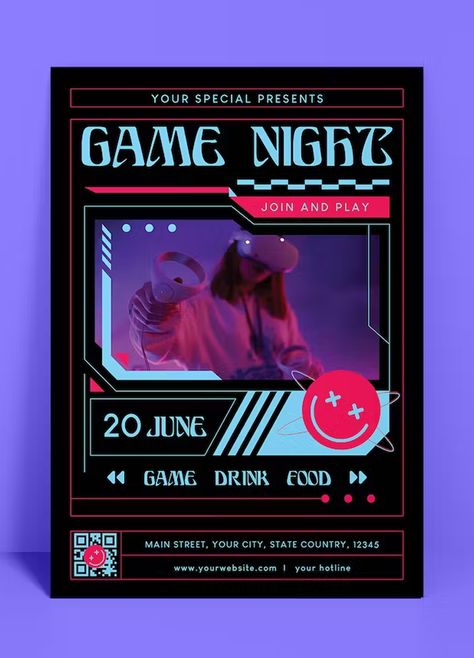 Game Night Flyer Template AI, EPS, PSD Game Night Flyer, Medicine Illustration, Poster Game, Church Media Design, Flyer Ideas, Sports Flyer, Club Flyers, Got Game, Design Posters