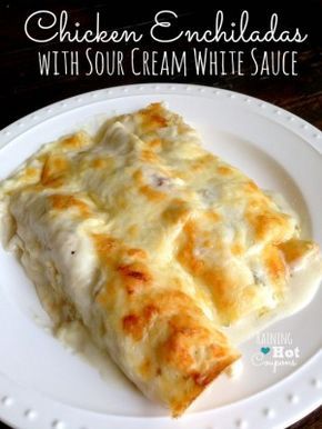 Chicken Enchiladas With Sour Cream, White Sauce Recipes, Sour Cream Chicken, Diner Recept, Enchilada Recipes, God Mat, White Sauce, Low Cal, Chicken Enchiladas