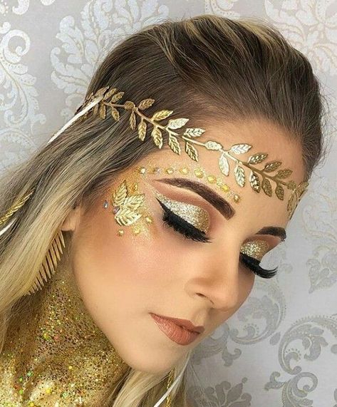 Toga Makeup Goddesses, Grecian Goddess Makeup, Athena Goddess Makeup Look, Greek Goddesses Makeup, Makeup Looks Goddess, Roman Goddess Makeup, Toga Party Makeup, Greek Goddess Halloween Makeup, Greek Goddess Eye Makeup