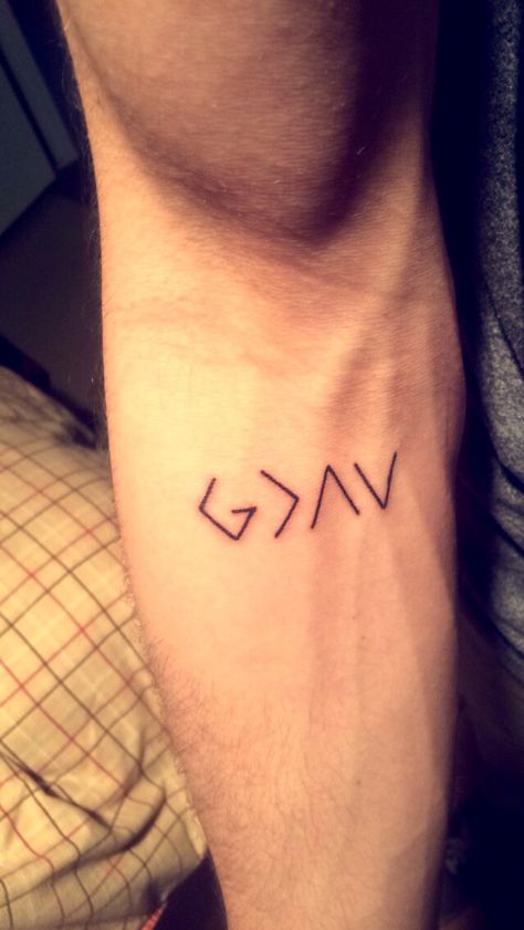 God is Greater than the Ups and Downs Tattoo God Is Greater Than Ups And Downs, Tattoo God, Unique Small Tattoo, Feather Tattoos, Small Tattoo, Greater Than, Ups And Downs, Cute Tattoos, God Is