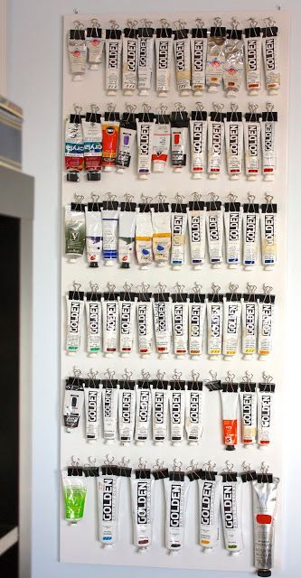 Paint storage and organization roundup - A girl and a glue gun Home Art Studios, Rangement Art, Art Studio Storage, Art Studio Space, Art Supplies Storage, Art Studio Organization, Art Studio Room, Bar Vintage, Art Studio At Home