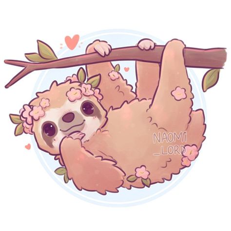 Naomi Lord Art Animals, Naomi Lord Animals, No Eyes Drawing, Cute Sloth Drawing, Naomi Lord Art, Kawaii Sloth, Naomi Lord, Sloth Drawing, Sloth Cartoon