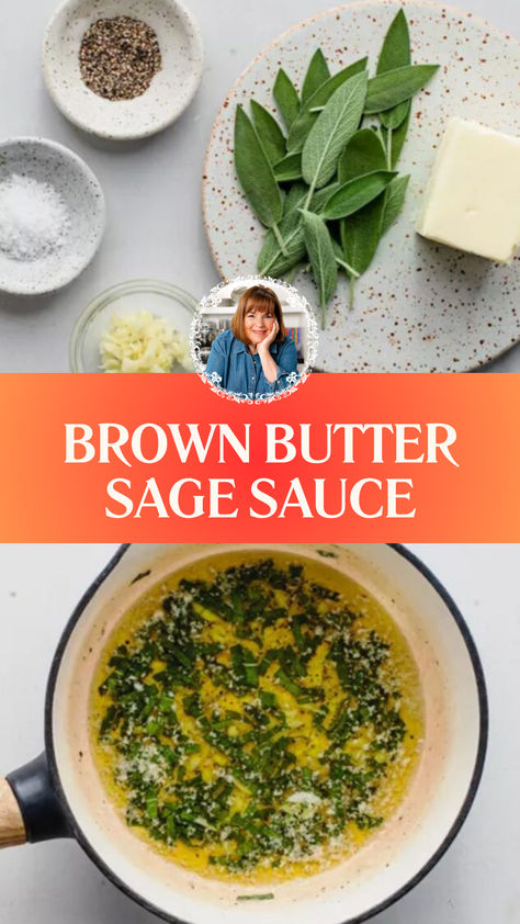 Ina Garten Brown Butter Sage Sauce Brown Butter Sage Hazelnut, Sage And Brown Butter Ravioli, Brown Butter Sage Pasta Sauce, Ravioli With Sage Brown Butter Sauce, Sage Leaves Recipes, Sage Butter Sauce For Ravioli, Butter And Sage Pasta, Vegan Brown Butter Sage Sauce, Sage Sauce For Pasta