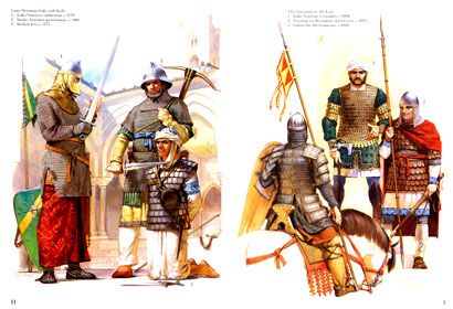 Italo-Norman Illustrations from Osprey's "The Normans" Sengoku Jidai, Warriors Illustration, Historical Warriors, Heroic Fantasy, Ancient Warfare, Armadura Medieval, Japanese Warrior, Japanese History, Samurai Armor