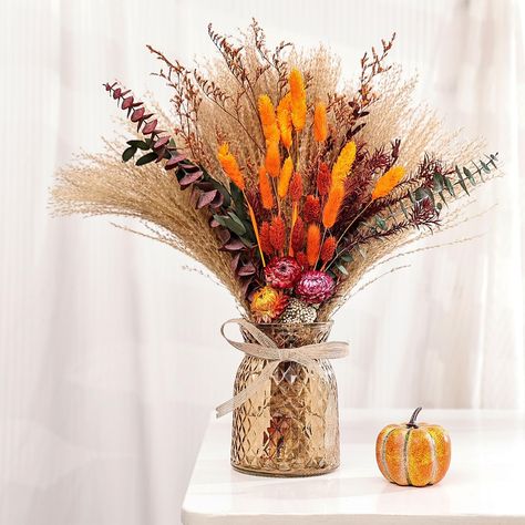 Fall Jars Decorations, Fall Decor For Home, Thanksgiving Flower Arrangements, Christmas Centre Pieces, Preserved Flowers Bouquet, Fall Jars, Fall Decorations For Home, Rustic Arrangements, Table Centerpieces For Home