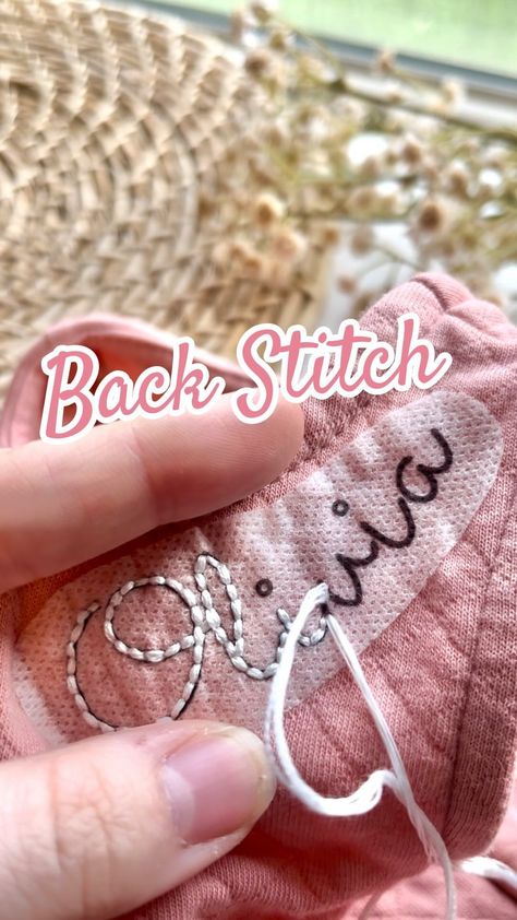 ✨Back Stitch✨ Slowed down tutorial on how to use back stitch to embroider names on clothing.🪡 I’m using 6 strands of thread here and… | Instagram Embroidery Names On Clothes, Slow Stitching Tutorial, Embroider Names, Satin Blanket, Diy Embroidery Kit, Name Embroidery, Handmade Embroidery Designs, Embroidery Gifts, Baby Embroidery