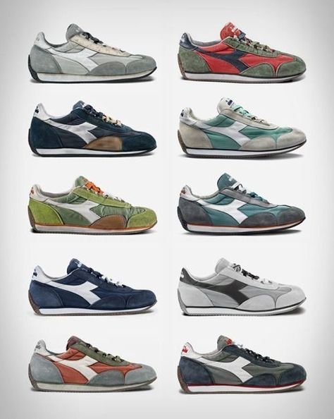 #men#sneakers#retro#diadora Italian Sneakers, Diadora Sneakers, Vintage Sneakers, Des Baskets, New Balance Sneakers, Retro Sneakers, Sneakers Men Fashion, Classic Sneakers, Mens Casual Outfits