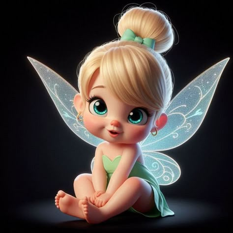 Painting Fairy, Tinkerbell Pictures, Fairy Cartoon, Baby Disney Characters, Princess Painting, Disney Princess Toddler, Tinkerbell And Friends, Disney Cuties, Tinkerbell Fairies