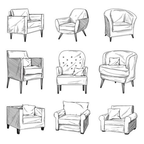 Furniture Sketches, Texture Sketch, Sofa Drawing, House Design Drawing, Drawing Furniture, Chairs Logo, Chair Drawing, Furniture Sketch, Furniture Design Sketches