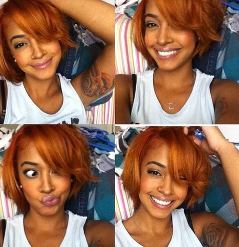 short ginger Hair Black Women, Top Hairstyles, Ombre Hair Color, Auburn Hair, Hair Crush, Relaxed Hair, Hair Black, Pompadour, Short Bob Hairstyles