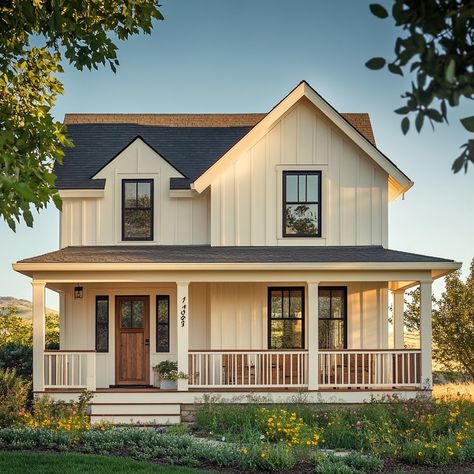 Discover the charm of village life with this picturesque two-story house! 🏡✨ The off-white exterior, cozy front porch, and lush green surroundings create a perfect escape from the everyday hustle. 🌿🌞 Embrace the warmth and tranquility of a home bathed in soft afternoon light. 💫💕 From its rustic charm to its traditional design, this house is the epitome of peaceful living. 🛋️🏞️ #CountryLiving #VillageHouse #RusticCharm #CozyHome #PeacefulRetreat #TraditionalDesign #HomeSweetHome #Countrysi... 2 Story Bungalow, Bungalow Front Porch, Farmhouse Bungalow, Cozy Front Porch, Two Story Cottage, Philippines House, Philippines House Design, Philippine Houses, Two Story House