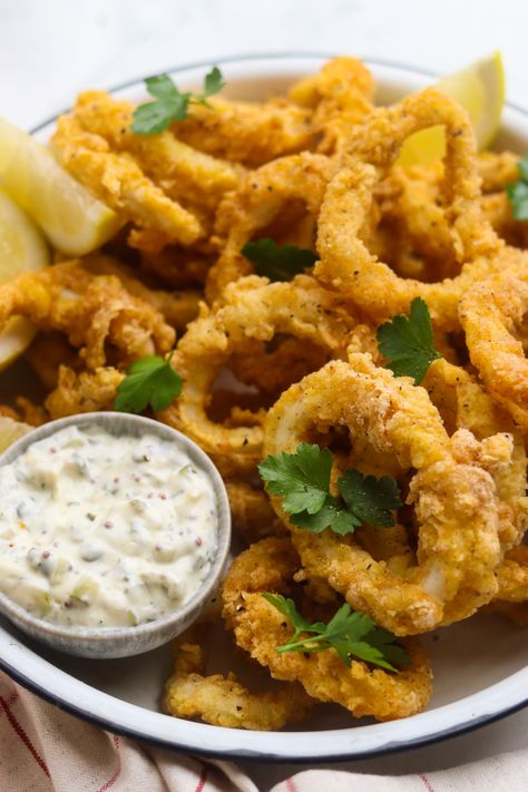 Calamari Recipes, Grilled Halibut, Fancy Dishes, Fried Calamari, Food Tasting, Low Carb Snacks, Calamari, Latest Recipe, Find Recipes