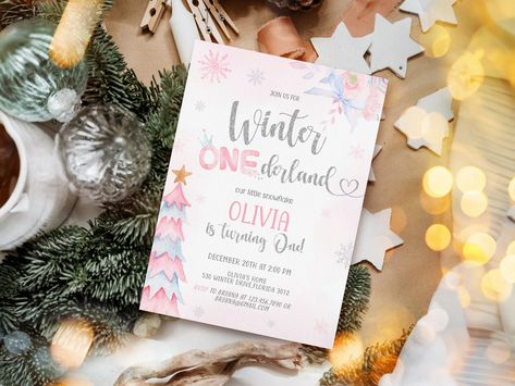 "Get ready to celebrate your little one's first birthday in a magical and wintry wonderland with our Editable Winter Onederland Birthday Invitation Bundle. This versatile package includes everything you need to create a memorable celebration. The editable ONEderland invitation sets the tone for a pink and silver wonderland party, perfect for a December birthday. Whether it's your baby girl's first birthday or a festive Christmas celebration, this bundle has you covered. Make the day extra special with this digital invitation set, and let the winter magic begin! ❄️MATCHING ITEMS❄️ https://www.etsy.com/shop/FilorYArt?=WO3 ❄️BUNDLE❄️ https://filoryart.etsy.com/listing/1566075500/winter-onederland-birthday-bundle-winter ❄️FREE DEMO❄️ Copy and paste the following URL into your browser to try ou Winter 1st Birthday, Winter Onederland Birthday Invitations, First Birthday Winter, Birthday Tree, Winter Onederland Invitations, Winter Onederland Birthday Party, Onederland Party, Winter Onederland Party, Onederland Birthday Party