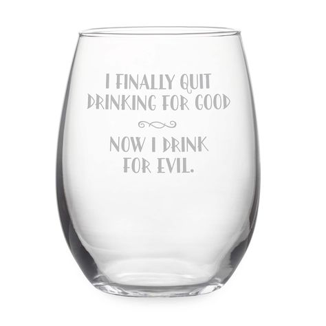 I Finally Quit Stemless Wine & Gift Box, Clear (Glass) Wine Glass Sayings, Quit Drinking, Wine Gift Boxes, Wine Quotes, Painted Wine Glasses, Wine Gift, Wine Glass Set, Typographic Design, Cricut Projects Vinyl