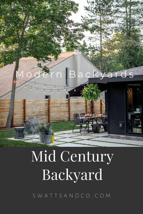 Backyard Modern Patio Designs, Mid Century Backyard Landscaping, Backyard Patio Renovations, Outdoor Patio With Pavers Ideas, Patio Mid Century Modern, Mcm Outdoor Patio, Mid Century Modern Backyard Ideas, Midcentury Patio Design, Midcentury Backyard Landscaping