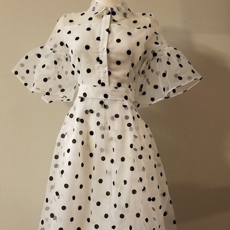 White Dress With Black Polkadots, White Dress With Black, Modest Apparel, Run For The Roses, Black And White Style, Black Dots, Polka Dot Dress, White Style, Modest Outfits, White Polka Dot