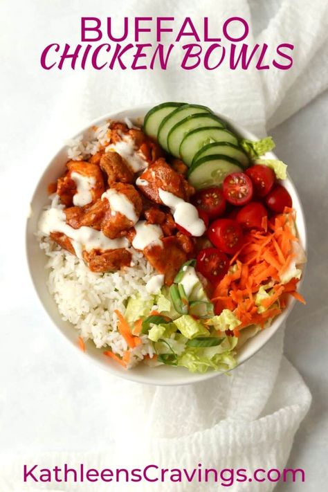 Chicken Bowl Recipe Healthy, Buffalo Chicken Bowl, Buffalo Chicken Rice Bowl, Buffalo Chicken Bowls, Chicken Bowls Healthy, Buffalo Chicken Bites, Chicken Bowl Recipe, Buffalo Chicken Recipes, Chicken With Rice