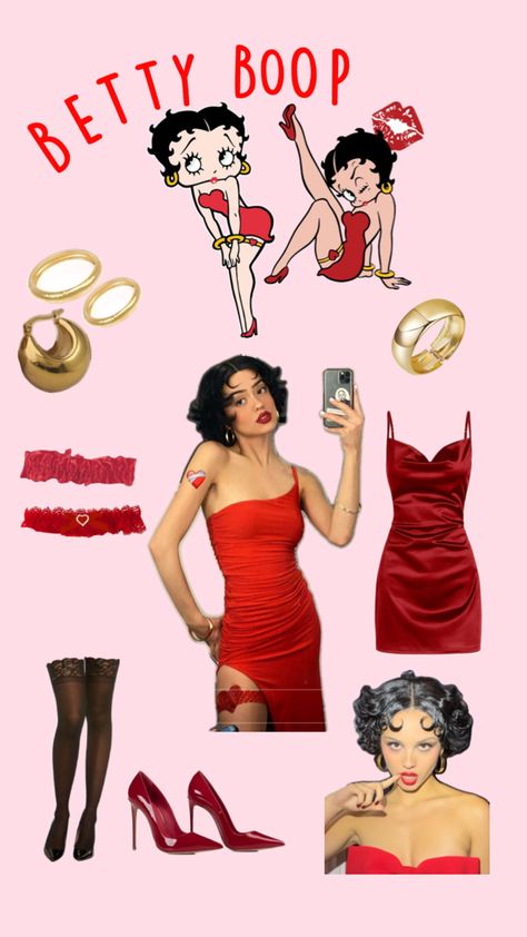 Costumes For Short Hair, Betty Boop Halloween Costume, Fantasia Diy, Betty Boop Costume, Halloween Costumes For Brunettes, Family Themed Halloween Costumes, Halloween Costumes Brunette, Betty Boop Halloween, Handmade Halloween Costumes