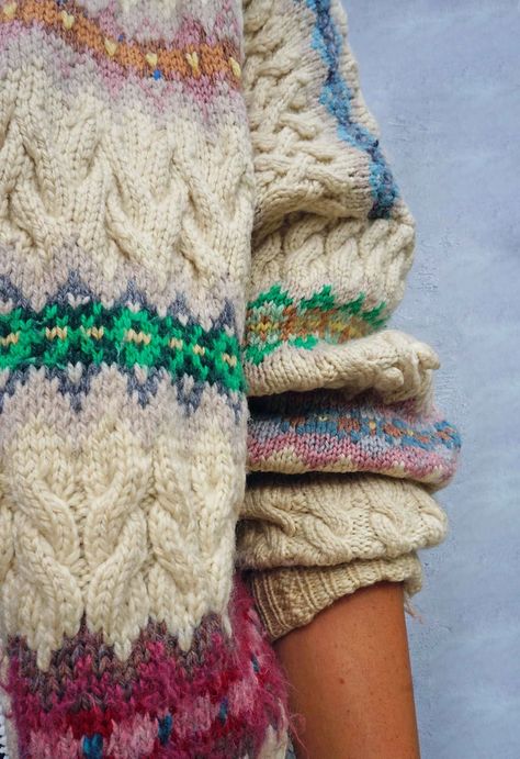 Long Oversized Cardigan, Knitwear Inspiration, Fair Isles, Vintage Knitwear, Haken Baby, Chunky Knit Cardigan, Fair Isle Knitting, Knitwear Design, Knitted Cardigan