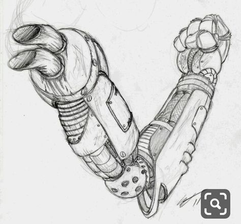 Arm Drawing Ideas, Robot Hand Drawing, Huge Aesthetic, Robots Artworks, Prosthetic Arm, Robotic Hand, Robot Design Sketch, Arm Drawing, Armor Drawing