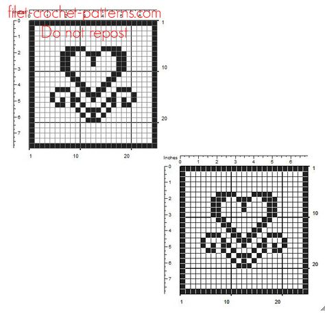 Free filet crochet coasters 25 x 25 squares with small hearts Free Filet Crochet Patterns, Crochet Edging Patterns Free, Filet Crochet Patterns, Fillet Crochet Patterns, Crochet Coasters Free Pattern, Filet Crochet Charts, Crochet Patterns Free, Crochet Edging Patterns, Fillet Crochet