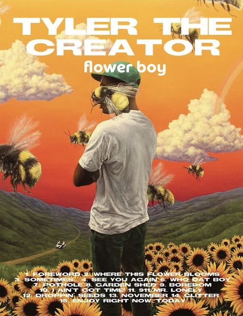 Flower Boy (album), Posters Decor, Tyler The Creator Wallpaper, Boys Posters, Music Poster Ideas, Flower Boy, Bedroom Wall Collage, Music Poster Design, Bedroom Wall Colors