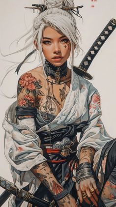 Guerriero Samurai, Ronin Samurai, Japanese Art Samurai, Arte Pin Up, Female Samurai, Warrior Drawing, Seni Pop, رورونوا زورو, Samurai Artwork