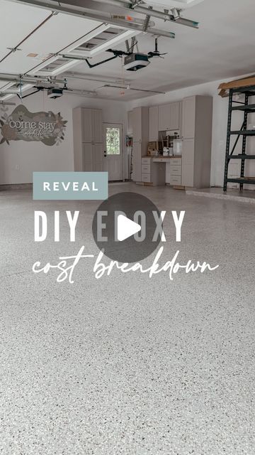 Amanda Vernaci | Come Stay Awhile on Instagram: "DIY GARAGE EPOXY FLOORS COST BREAKDOWN ✨ Follow @comestayawhile to learn how to DIY your home on a budget!

I was quoted almost $6000 to have these floors epoxied and I thought… hell no 😆 I can do that myself for way cheaper! My cost ended up being $1,048! Saving everything to a highlight for you so you can refer back to it later!

Trust me… if you have a little patience, ready to sweat a little and know how to use a paint brush, you can totally tackle this project in your home too at a FRACTION of the price. 

What questions do you have? Tomorrow I’ll meet ya in stories for a little Q+A sesh 😘 Send this to a friend or tag them down below to save it for later!

#diyepoxy #garagefloor #diyhomeprojects #homeimprovementprojects" Inexpensive Garage Floor Ideas, How To Paint Garage Floors, Diy Epoxy Garage Floor, Epoxy Garage Floor Ideas, Concrete Flooring Ideas, Garage Epoxy Floor, Garage Floor Ideas, Garage Flooring Ideas, Garage Floors Diy