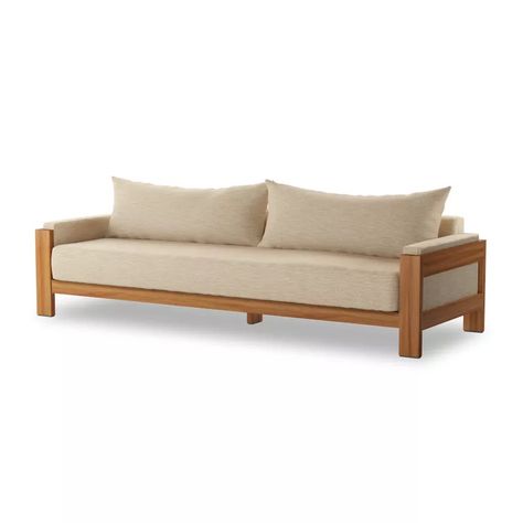 Chapman Casa Cream 106" Outdoor Sofa at allmine.com Washable Slipcovers, Teak Sofa, Sofa Frame, Amber Interiors, Wooden Sofa, Teak Outdoor, Comfort Design, Four Hands, Neutral Beige