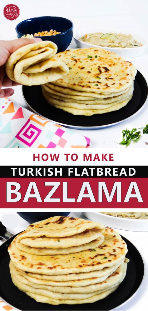 Bazlama Recipe (Greek Yogurt Turkish Flatbread) Flat Bread With Yoghurt, Turkish Flat Bread Recipes, Lebanese Flat Bread Recipe, Kebab Bread Recipe, Turkish Bread Flatbreads, Libum Recipe, Yogurt Flat Bread Recipe, Greek Flat Bread Recipe, Soft Pita Bread Recipe