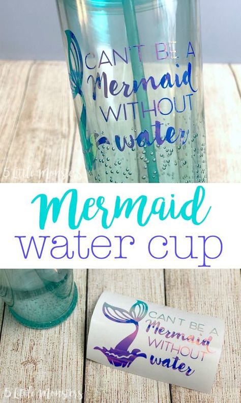 Add a fun mermaid decal to a water bottle or cup with this Cricut project. Beach Cricut Projects, Summer Cricut Projects, Kids Water Bottle Vinyl, Water Bottle Decals Vinyls, Mermaid Water Bottle, Beach Projects, Cricut Cups, Mermaid Water, Mermaid Ideas