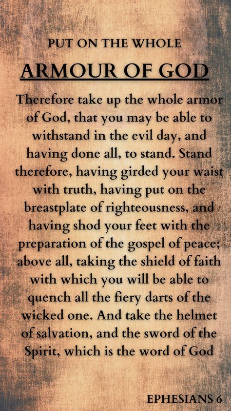 Ephesians 6 Ephesians 6:10 Tattoo, Ephesians 6:10 Armor Of God, Armor Of God Tattoo, Armour Of God, Helmet Of Salvation, Prayers For My Husband, Ephesians 6 10, Faith Is The Substance, Bible Readings